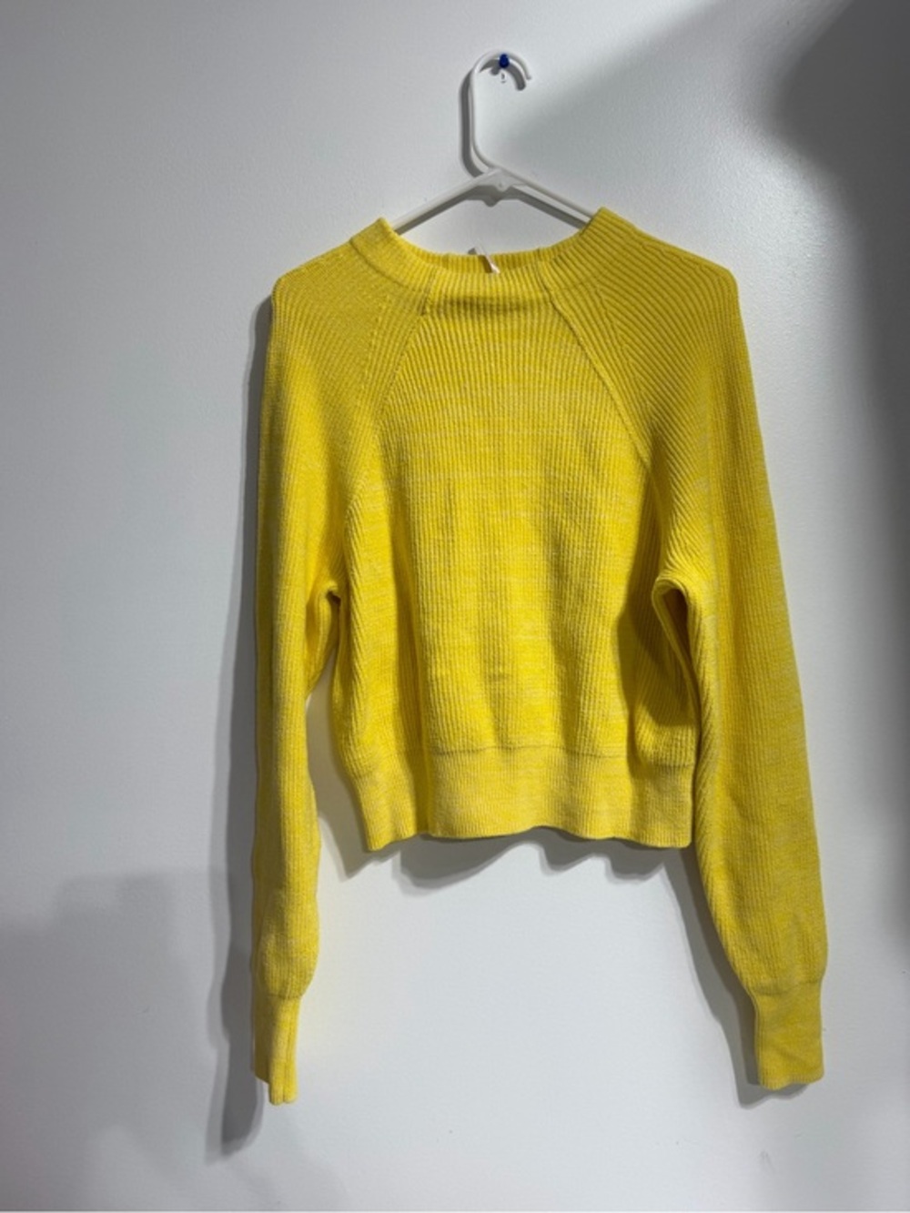 Free People Bright Yellow Rib Knit Cropped Sweater Size Small